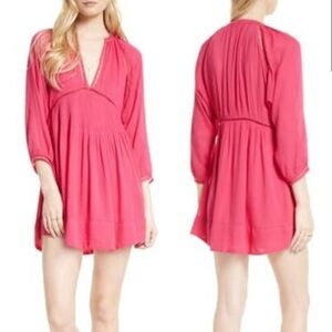 Free People Go Lightly Swing Dress in hot pink
